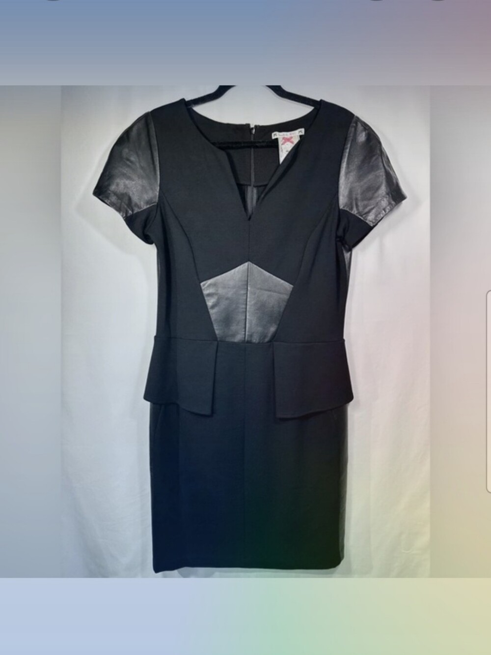 Yoana Boraschi Leather sleeve Peplum dress